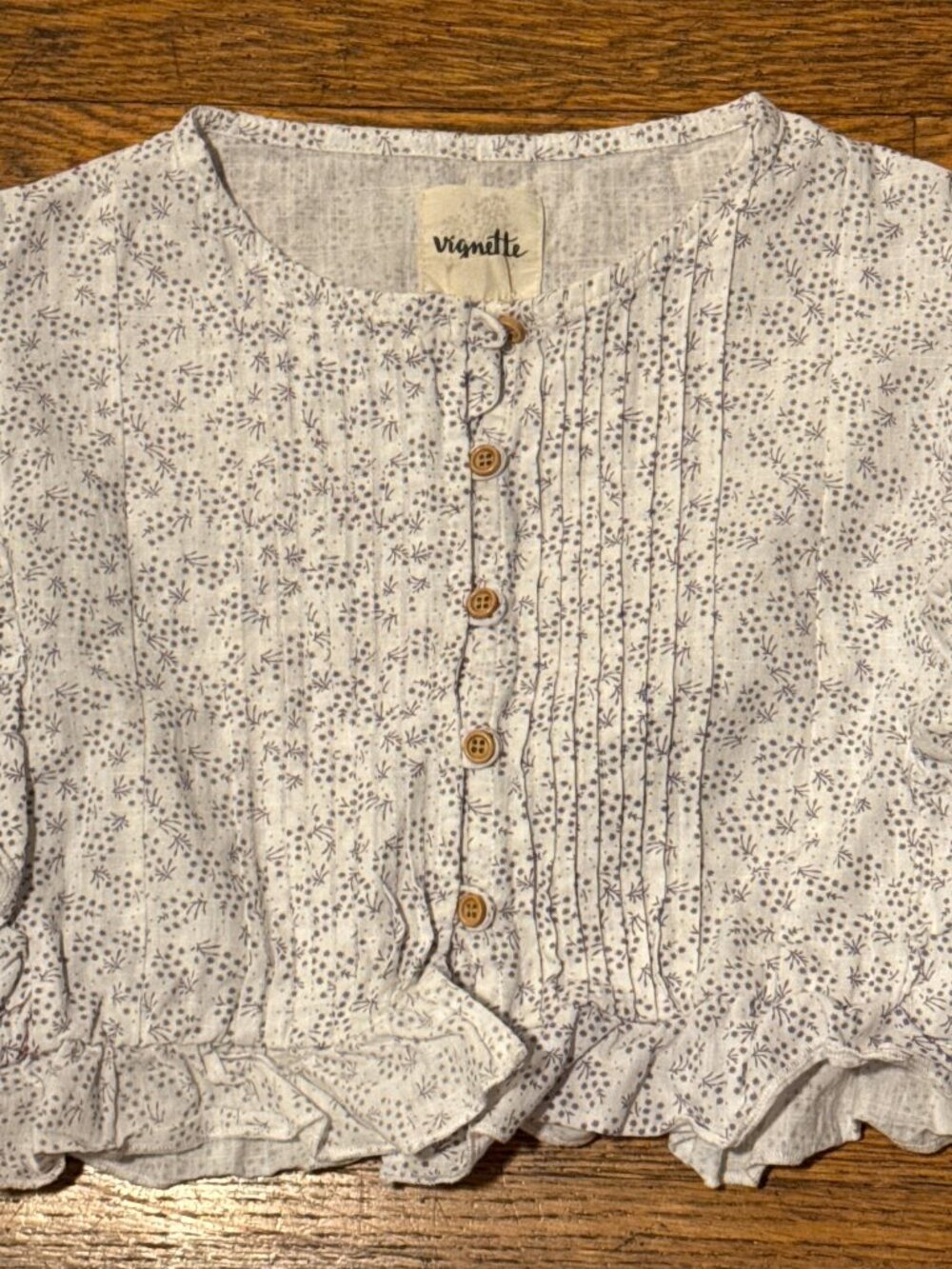 Vignette Kids Boutique Girls Ditsy Floral Flutter Ruffle Blouse Top Button Up 8Y